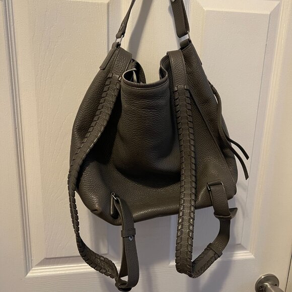 AllSaints Kita Convertible Leather Backpack in Storm Grey - Picture 2 of 6